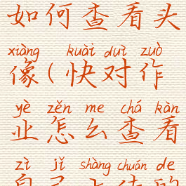 快对作业如何查看头像(快对作业怎么查看自己上传的笔记)