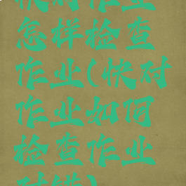快对作业怎样检查作业(快对作业如何检查作业对错)