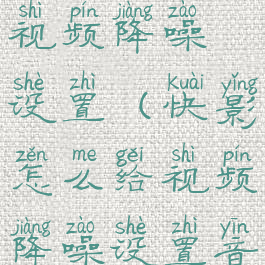 快影怎么给视频降噪设置(快影怎么给视频降噪设置音乐)