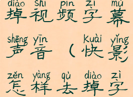 快影怎么去掉视频字幕声音(快影怎样去掉字幕)