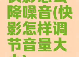 快影怎么降噪音(快影怎样调节音量大小)