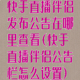 快手直播伴侣发布公告在哪里查看(快手直播伴侣公告栏怎么设置)