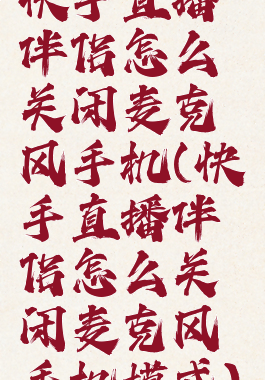 快手直播伴侣怎么关闭麦克风手机(快手直播伴侣怎么关闭麦克风手机模式)