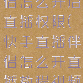 快手直播伴侣怎么开启直播权限(快手直播伴侣怎么开直播教程视频)