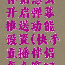 快手直播伴侣怎么开启弹幕推送功能设置(快手直播伴侣怎么窗口直播)