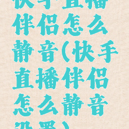 快手直播伴侣怎么静音(快手直播伴侣怎么静音设置)