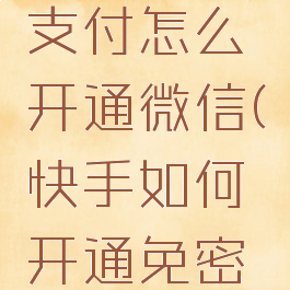 快手免密支付怎么开通微信(快手如何开通免密支付功能)