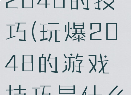 快手小游戏2048的技巧(玩爆2048的游戏技巧是什么)