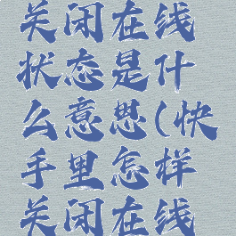 快手怎么关闭在线状态是什么意思(快手里怎样关闭在线状态)