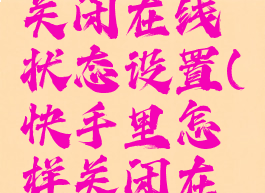 快手怎么关闭在线状态设置(快手里怎样关闭在线状态)
