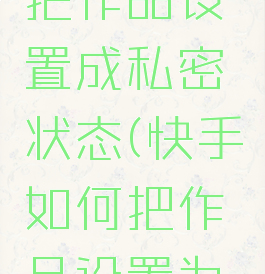 快手怎么把作品设置成私密状态(快手如何把作品设置为私密作品)