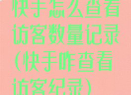 快手怎么查看访客数量记录(快手咋查看访客纪录)