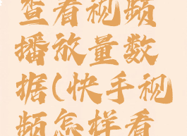 快手怎么查看视频播放量数据(快手视频怎样看播放量)