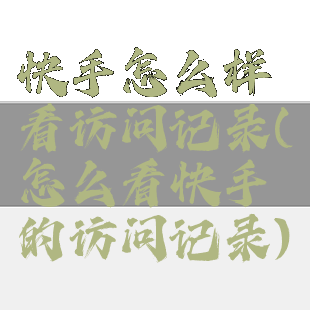 快手怎么样看访问记录(怎么看快手的访问记录)