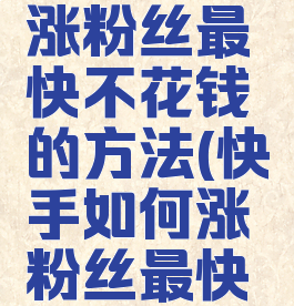 快手怎么涨粉丝最快不花钱的方法(快手如何涨粉丝最快不花钱)