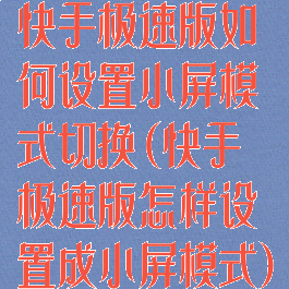 快手极速版如何设置小屏模式切换(快手极速版怎样设置成小屏模式)