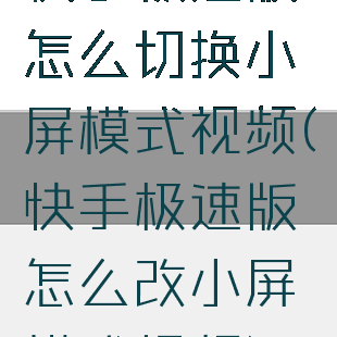 快手极速版怎么切换小屏模式视频(快手极速版怎么改小屏模式视频)