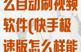 快手极速版怎么自动刷视频软件(快手极速版怎么样能自动刷屏)