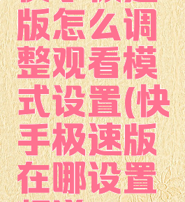 快手极速版怎么调整观看模式设置(快手极速版在哪设置频道)