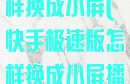 快手极速版怎样换成小屏(快手极速版怎样换成小屏播放)