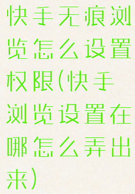 快手无痕浏览怎么设置权限(快手浏览设置在哪怎么弄出来)