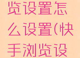 快手设置里面的浏览设置怎么设置(快手浏览设置在哪怎么弄出来)