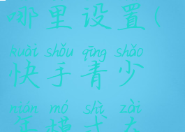 快手青少年模式在哪里设置(快手青少年模式在哪里设置关闭)