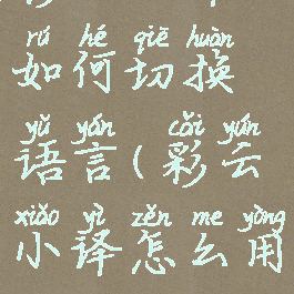 彩云小译如何切换语言(彩云小译怎么用)