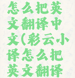 彩云小译怎么把英文翻译中文(彩云小译怎么把英文翻译中文的)