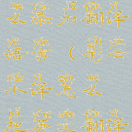 彩云小译怎么添加翻译语言(彩云小译怎么把英文翻译中文)