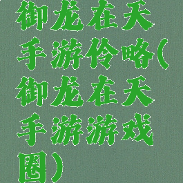 御龙在天手游伶略(御龙在天手游游戏圈)