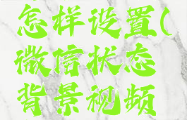 微信状态背景视频怎样设置(微信状态背景视频怎样设置成动态)