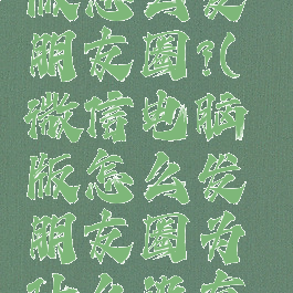 微信电脑版怎么发朋友圈?(微信电脑版怎么发朋友圈为什么没有相机图标)