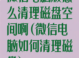 微信电脑版怎么清理磁盘空间啊(微信电脑如何清理磁盘)
