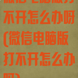 微信电脑版打不开怎么办呀(微信电脑版打不开怎么办呀)