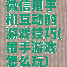 微信甩手机互动的游戏技巧(甩手游戏怎么玩)