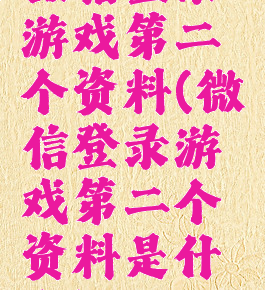 微信登录游戏第二个资料(微信登录游戏第二个资料是什么)
