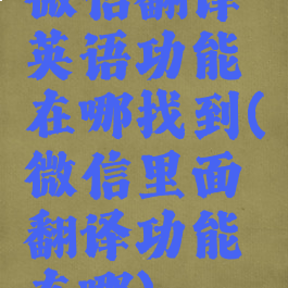 微信翻译英语功能在哪找到(微信里面翻译功能在哪)