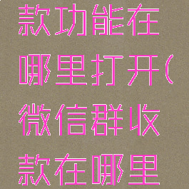 微信群收款功能在哪里打开(微信群收款在哪里开启)