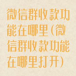 微信群收款功能在哪里(微信群收款功能在哪里打开)
