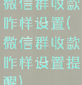 微信群收款咋样设置(微信群收款咋样设置提醒)