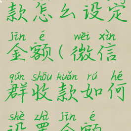 微信群收款怎么设定金额(微信群收款如何设置金额和人数)