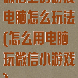 微信上的游戏电脑怎么玩法(怎么用电脑玩微信小游戏)
