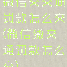 微信交交通罚款怎么交(微信缴交通罚款怎么交)