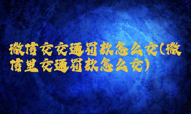 微信交交通罚款怎么交(微信里交通罚款怎么交)