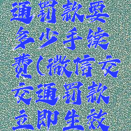 微信交交通罚款要多少手续费(微信交交通罚款立即生效吗)