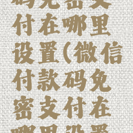 微信付款码免密支付在哪里设置(微信付款码免密支付在哪里设置密码)