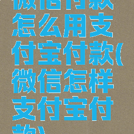 微信付款怎么用支付宝付款(微信怎样支付宝付款)