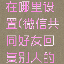 微信共同回忆功能在哪里设置(微信共同好友回复别人的信息看得到吗)