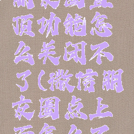 微信内测朋友圈置顶功能怎么关闭不了(微信朋友圈点上面怎么不置顶了呢)